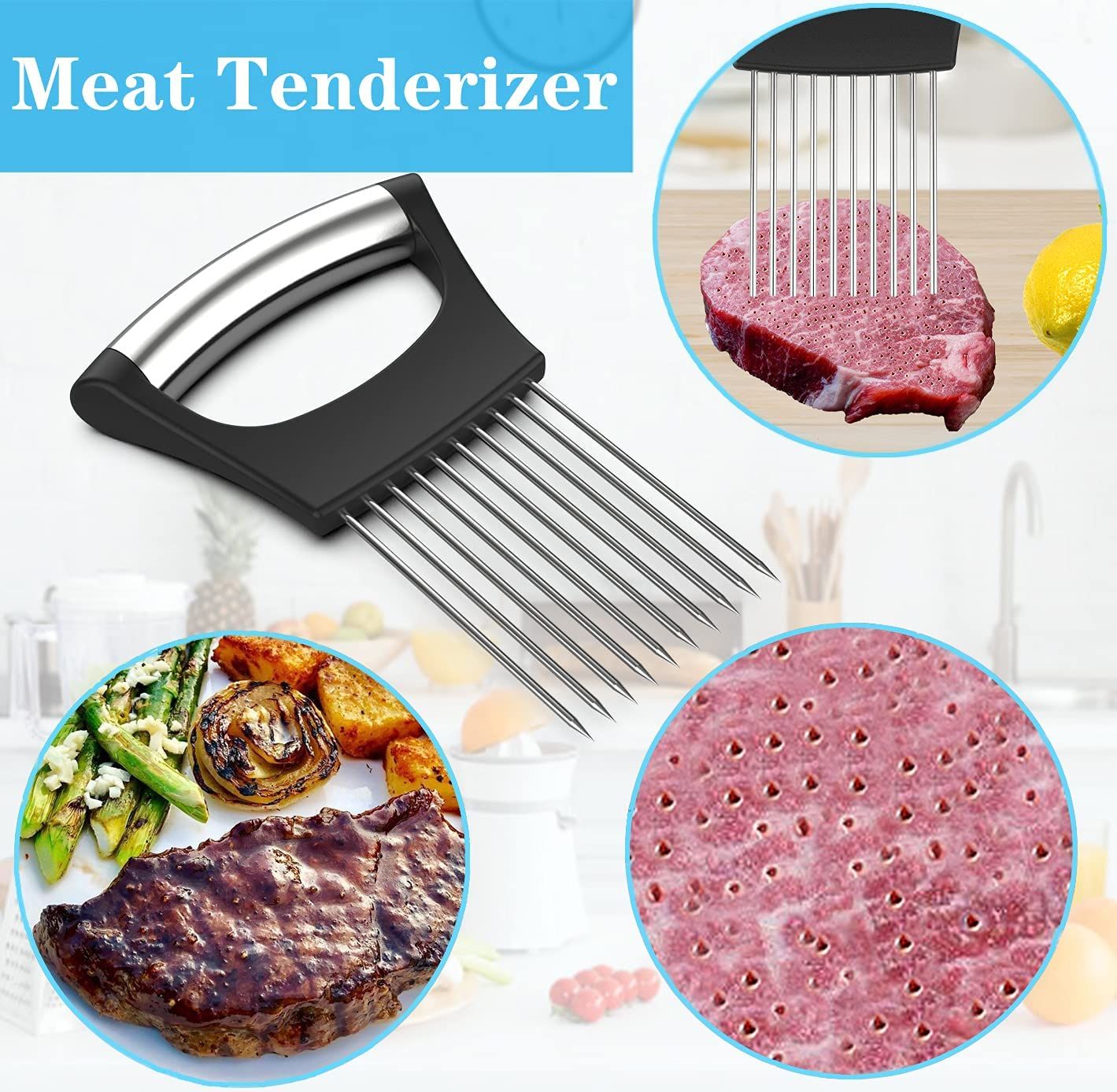 Onion Slicer Holder Stainless Steel, Vegetable Holder for Slicing Easy Onion Cutter Holder Vegetable Slicer Cutting Tools Meat Potato Tomato Slicer - Oshi.pk - Buy & Sell Online