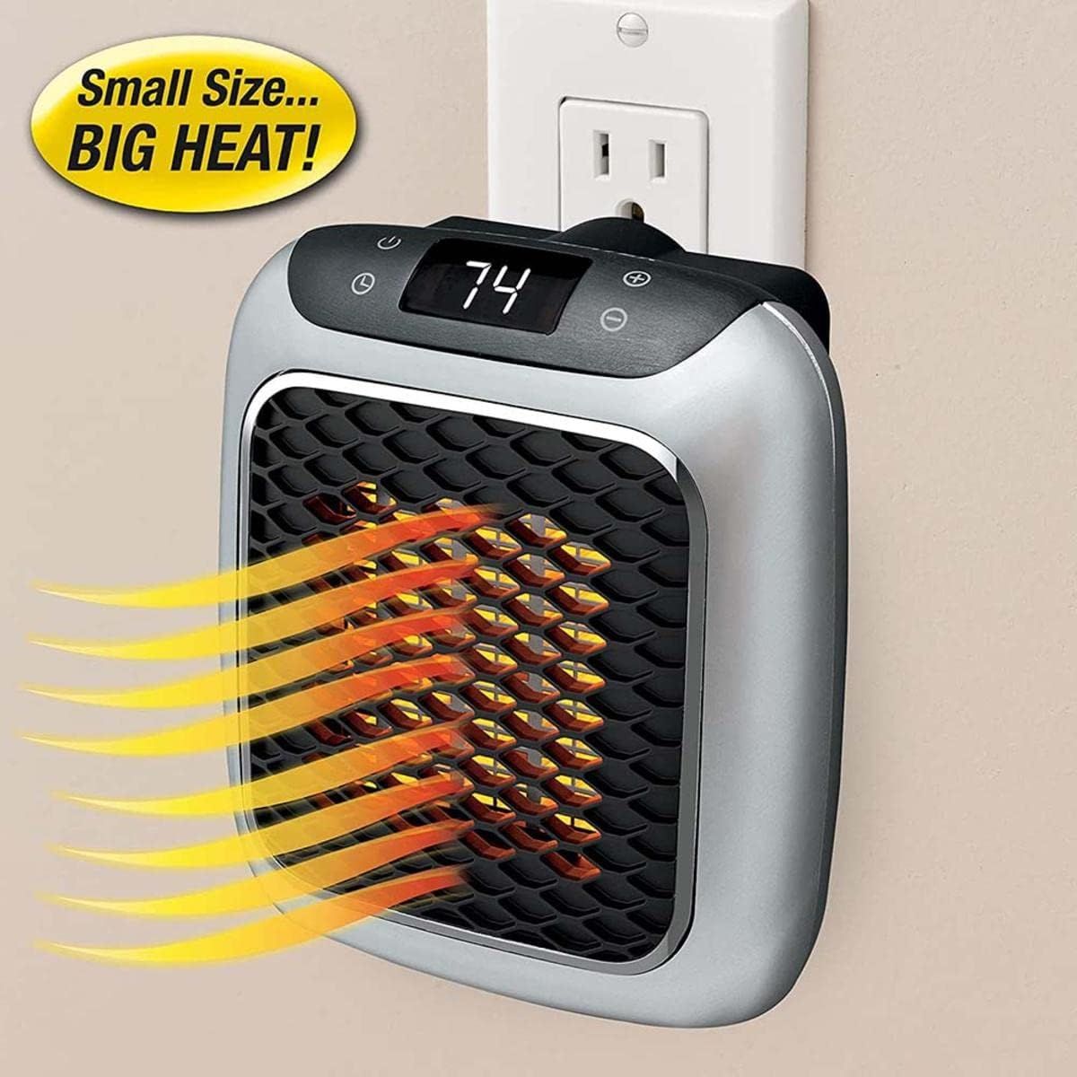 Ontel Handy Heater Turbo 800 Wall Outlet Small Space Heater with Adjustable Thermostat Programmable 12 Hour Timer Auto Shut Off Quiet Space Saving - Oshi.pk - Buy & Sell Online