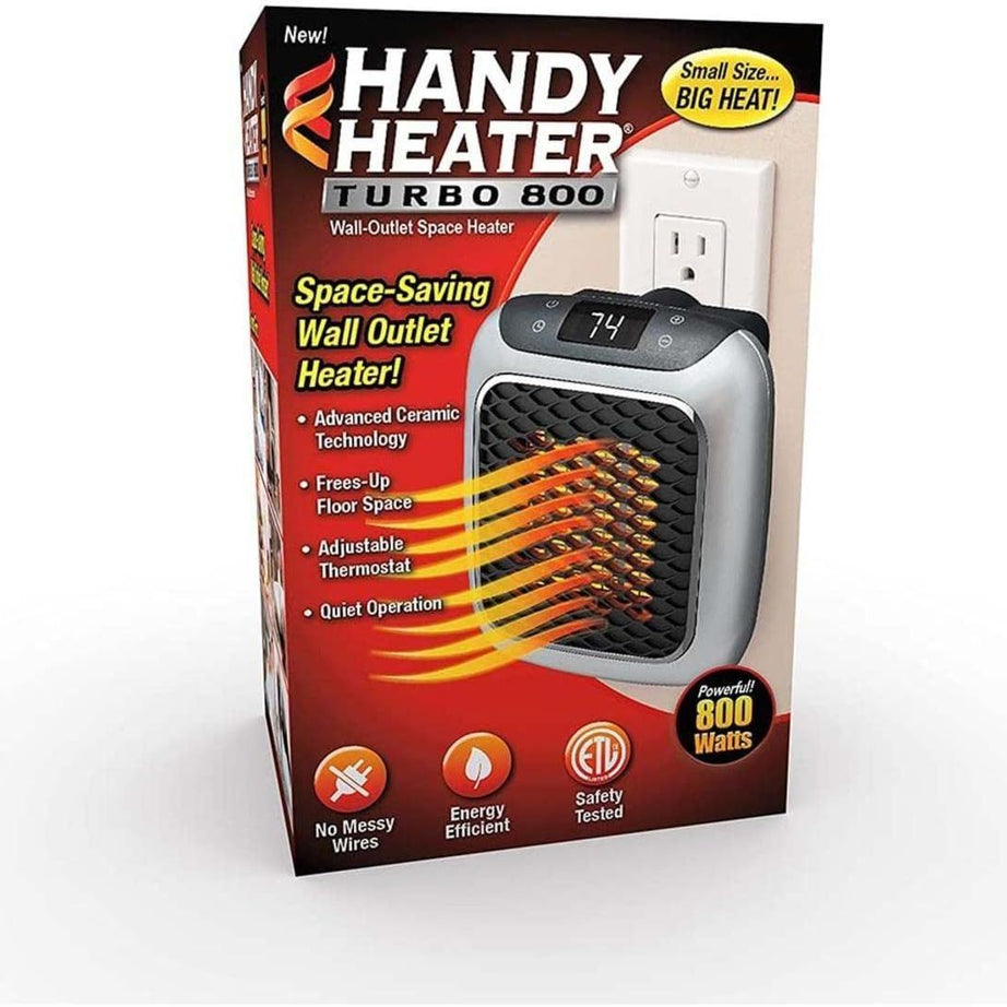 Ontel Handy Heater Turbo 800 Wall Outlet Small Space Heater with Adjustable Thermostat Programmable 12 Hour Timer Auto Shut Off Quiet Space Saving - Oshi.pk - Buy & Sell Online