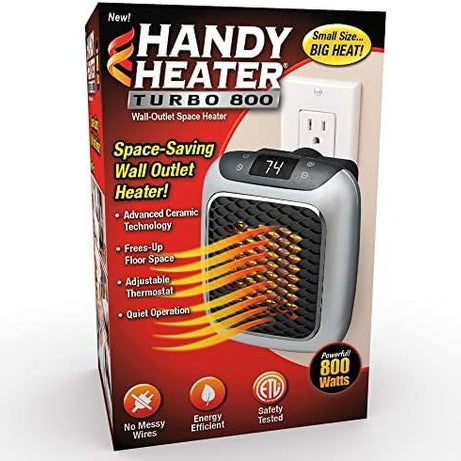 Ontel Handy Heater Turbo 800 Wall Outlet Small Space Heater with Adjustable Thermostat Programmable 12 Hour Timer Auto Shut Off Quiet Space Saving - Oshi.pk - Buy & Sell Online