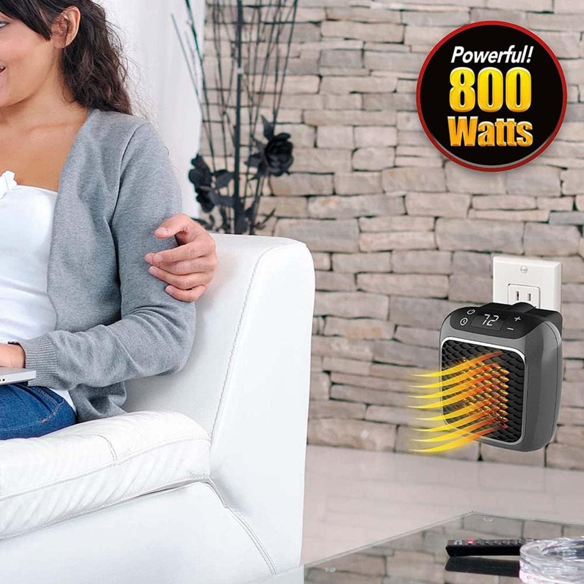 Ontel Handy Heater Turbo 800 Wall Outlet Small Space Heater with Adjustable Thermostat Programmable 12 Hour Timer Auto Shut Off Quiet Space Saving - Oshi.pk - Buy & Sell Online