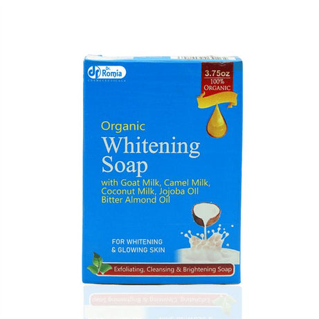 ORGANIC DR ROMIA WHITENING SOAP WITH GOAT MILK CAMEL MILK COCONUT MILK JOJOBA OIL BITTER ALMOND OIL 100GM - Oshi.pk - Buy & Sell Online