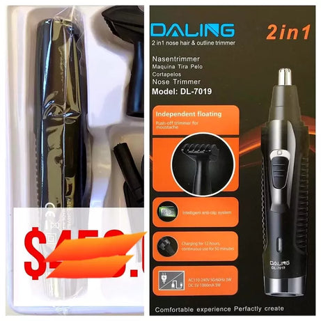 Original 2 in 1 Nose Hair and Outline Trimmer DALING DL-7019 - Professional Multi-Functional Men Electric Hair Trimming Cutting Styling Hair Removal M - Oshi.pk - Buy & Sell Online