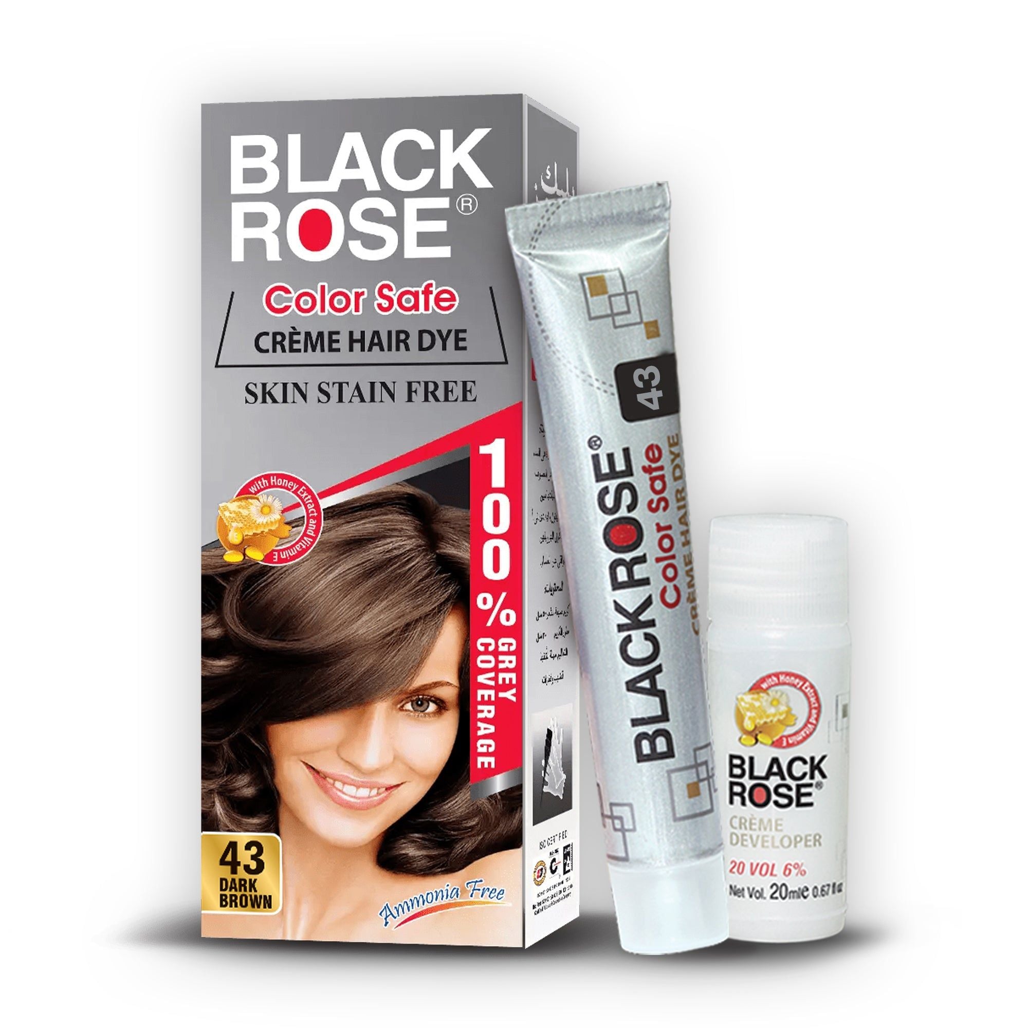 Original Black Rose Color Safe Creme Hair Dye 100% Grey Coverage Ammonia Free 43 Dark Brown - Oshi.pk - Buy & Sell Online