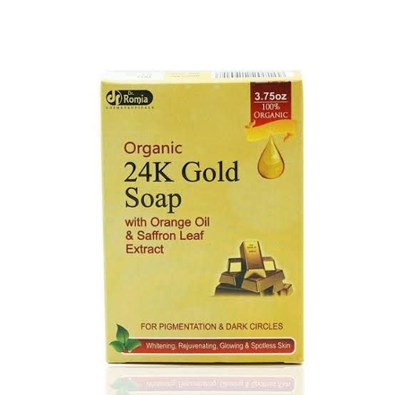 ORIGINAL DR ROMIA ORGANIC 24K GOLD SOAP WITH ORRANGE OIL & SAFFRON LEAF EXTRACTS 100GM - Oshi.pk - Buy & Sell Online