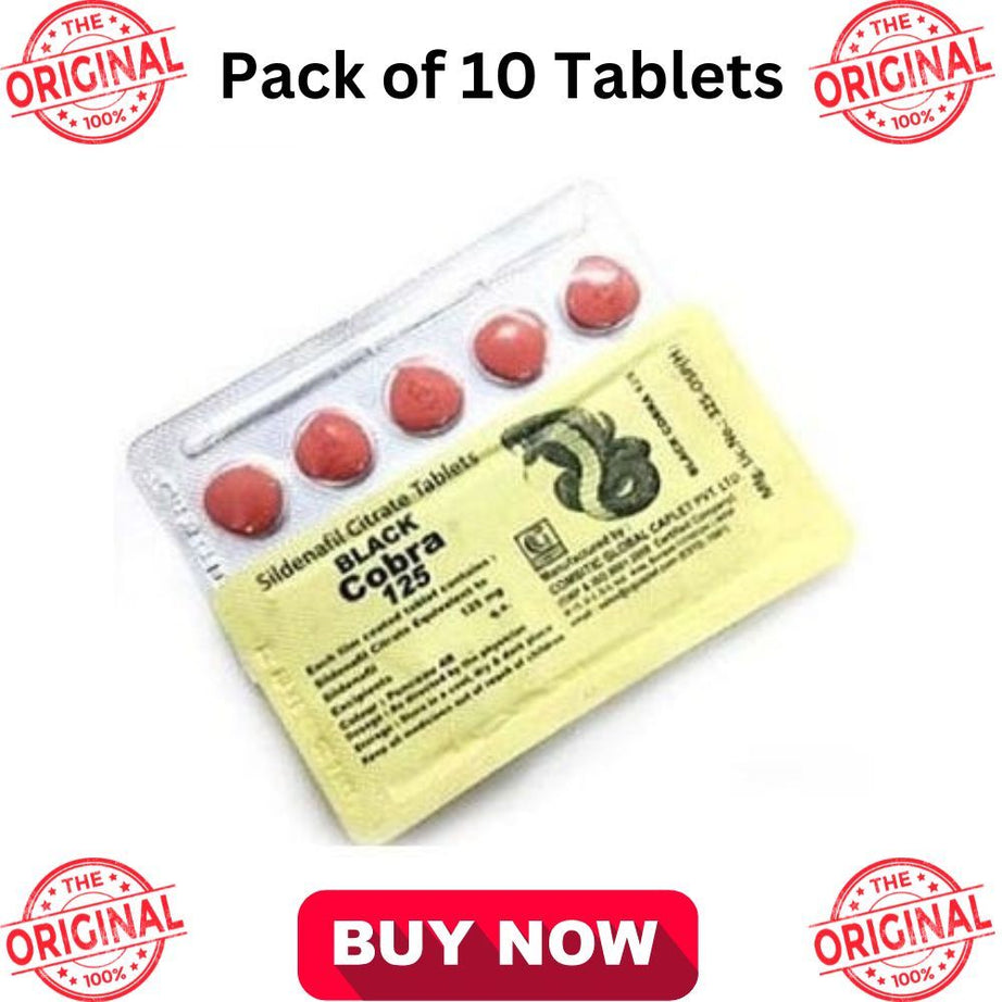 Indian 125mg Black Cobra Timing Delay Tablet For Men - Original 10 Tablet