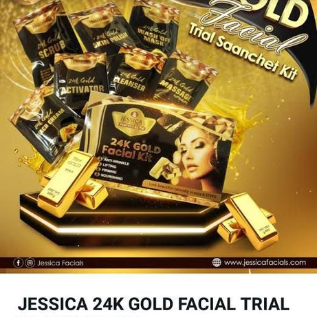 ORIGINAL JESSICA 24K GOLD FACIAL TRAIL KIT 6 STEP SACHETS - Oshi.pk - Buy & Sell Online