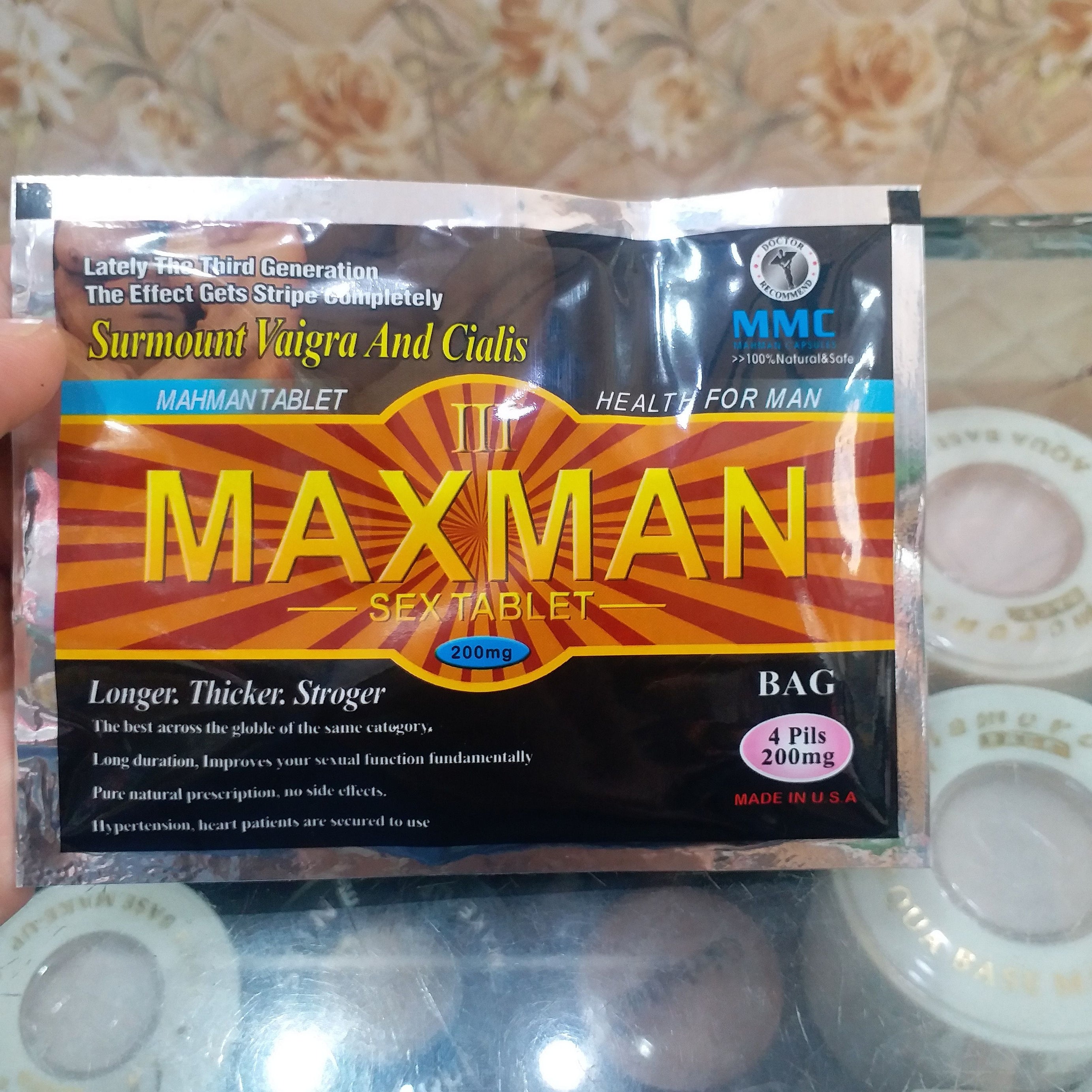 Original MAXMAN SEX TIMING GOLD 4 CAPSULES SACHET MADE IN USA