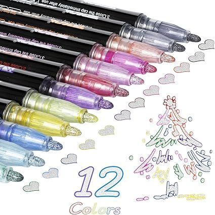 Outline Markers Pens Shimmer Markers 12 - Oshi.pk - Buy & Sell Online