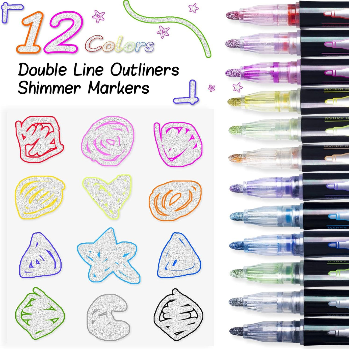 Outline Markers Pens Shimmer Markers 12 - Oshi.pk - Buy & Sell Online