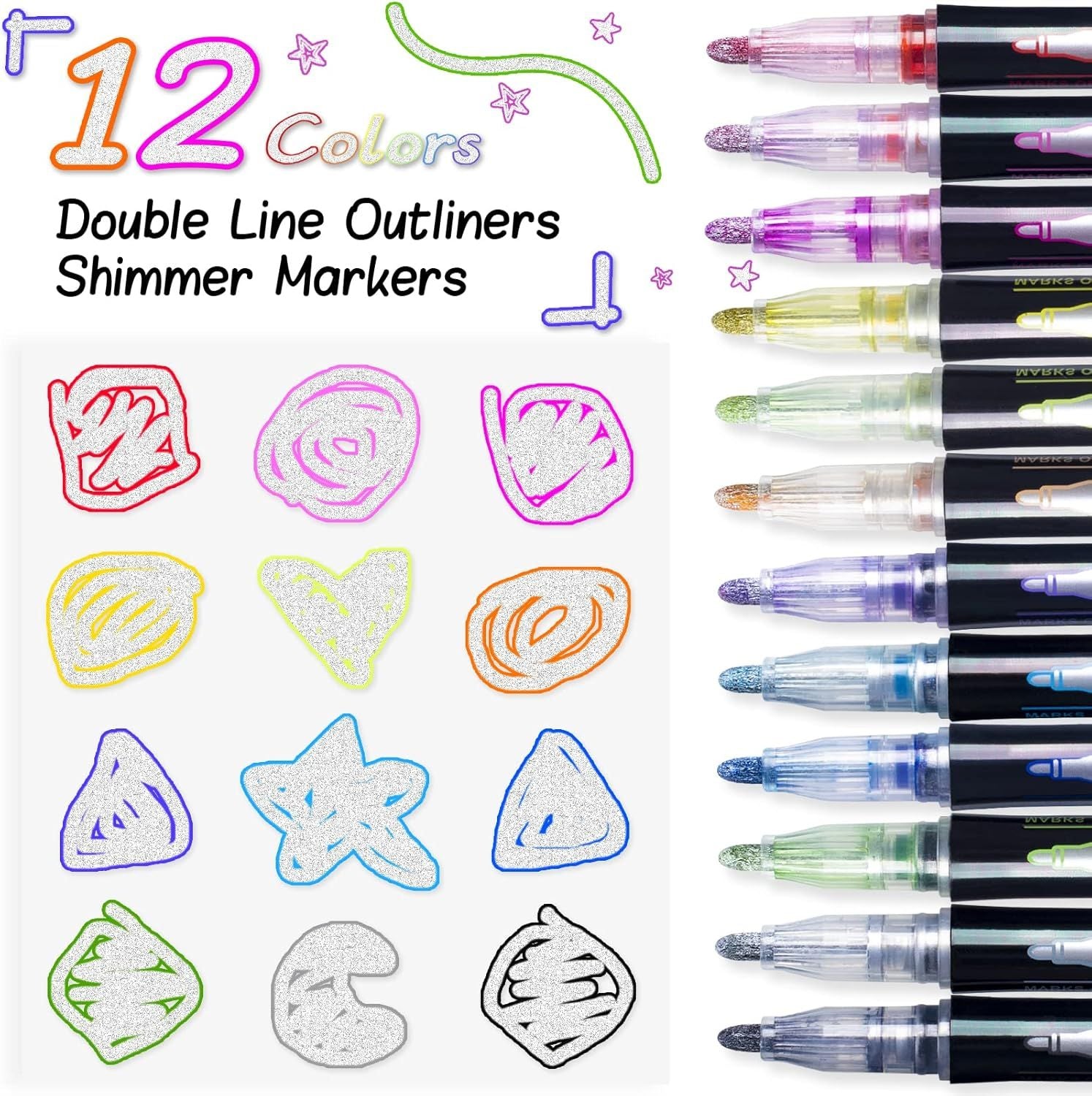 Outline Markers Pens Shimmer Markers 12 - Oshi.pk - Buy & Sell Online