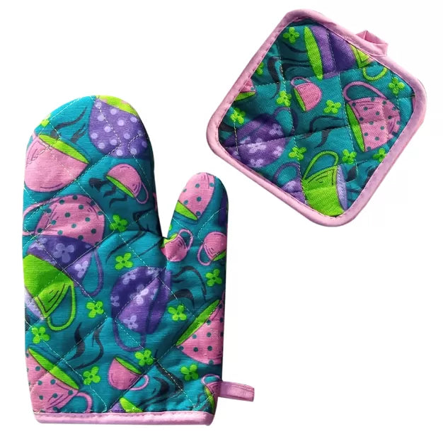 Oven Mitts Kitchen Gloves Oversized Quilted Polyester Cotton Kitchen Cooking Gloves, Heat Resistant, 1 Pair - Oshi.pk - Buy & Sell Online