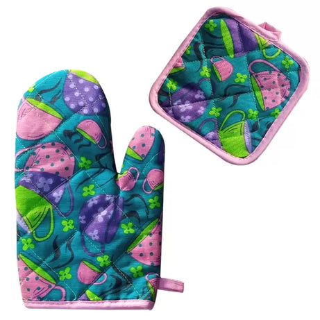 Oven Mitts Kitchen Gloves Oversized Quilted Polyester Cotton Kitchen Cooking Gloves, Heat Resistant, 1 Pair - Oshi.pk - Buy & Sell Online