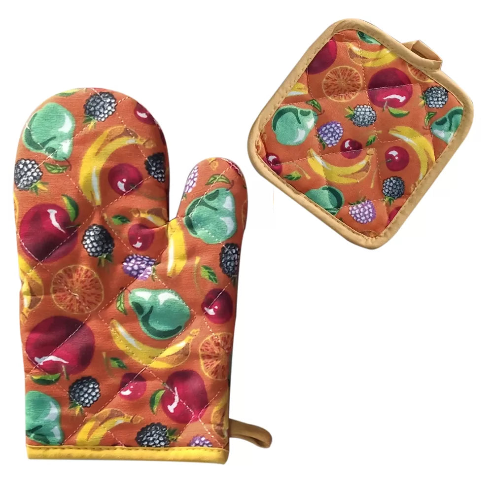 Oven Mitts Kitchen Gloves Oversized Quilted Polyester Cotton Kitchen Cooking Gloves, Heat Resistant, 1 Pair - Oshi.pk - Buy & Sell Online
