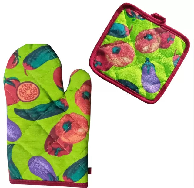 Oven Mitts Kitchen Gloves Oversized Quilted Polyester Cotton Kitchen Cooking Gloves, Heat Resistant, 1 Pair - Oshi.pk - Buy & Sell Online