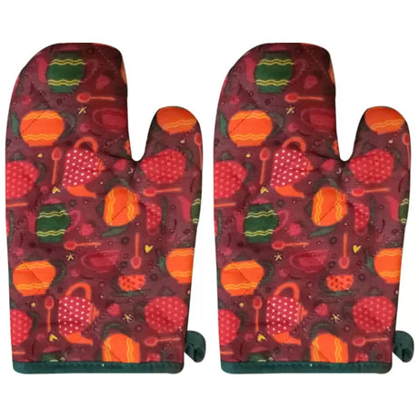 Oven Mitts Kitchen Gloves Oversized Quilted Polyester Cotton Kitchen Cooking Gloves, Heat Resistant, 1 Pair - Oshi.pk - Buy & Sell Online