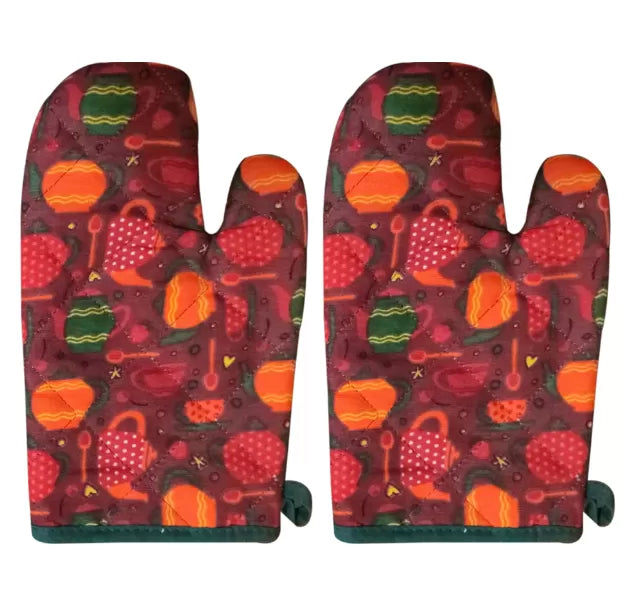 Oven Mitts Kitchen Gloves Oversized Quilted Polyester Cotton Kitchen Cooking Gloves, Heat Resistant, 1 Pair - Oshi.pk - Buy & Sell Online