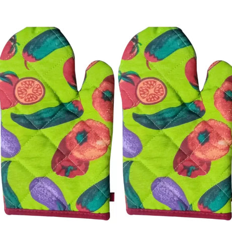 Oven Mitts Kitchen Gloves Oversized Quilted Polyester Cotton Kitchen Cooking Gloves, Heat Resistant, 1 Pair