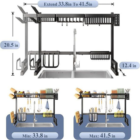 Over The Sink Dish Drying Rack Adjustable 85cm