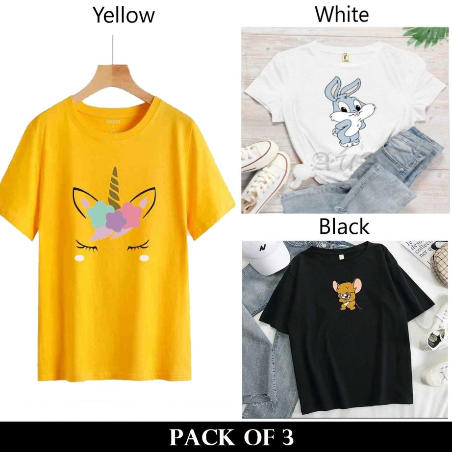 Pack Of 3 T-Shirts For Womens - Oshi.pk - Buy & Sell Online