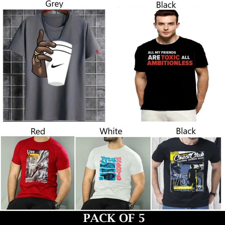 Pack Of 5 T-Shirts For Mens - Oshi.pk - Buy & Sell Online