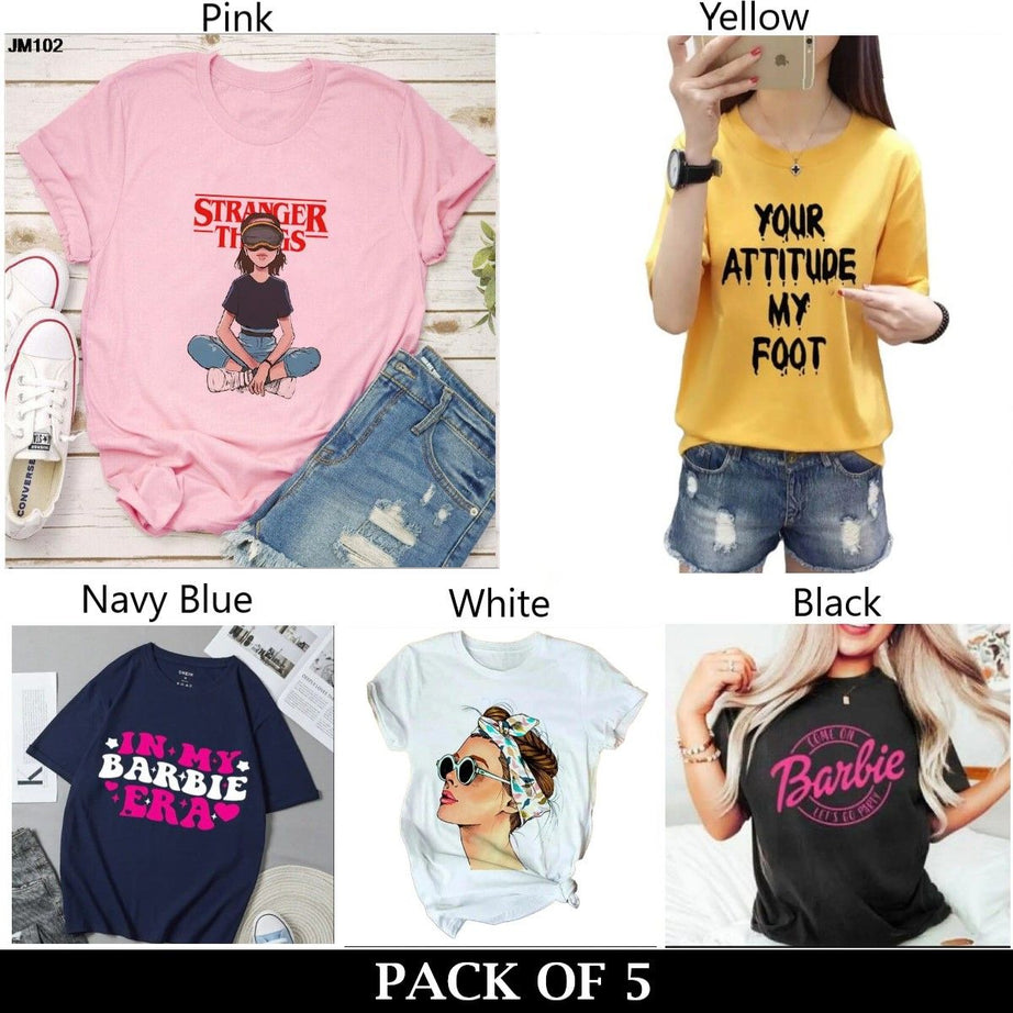 Pack Of 5 T-Shirts For Womens - Oshi.pk - Buy & Sell Online