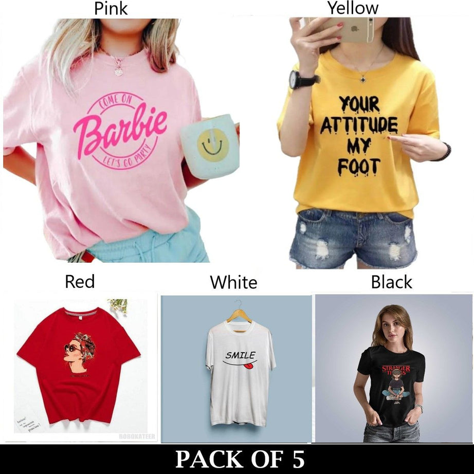 Pack Of 5 T-Shirts For Womens - Oshi.pk - Buy & Sell Online