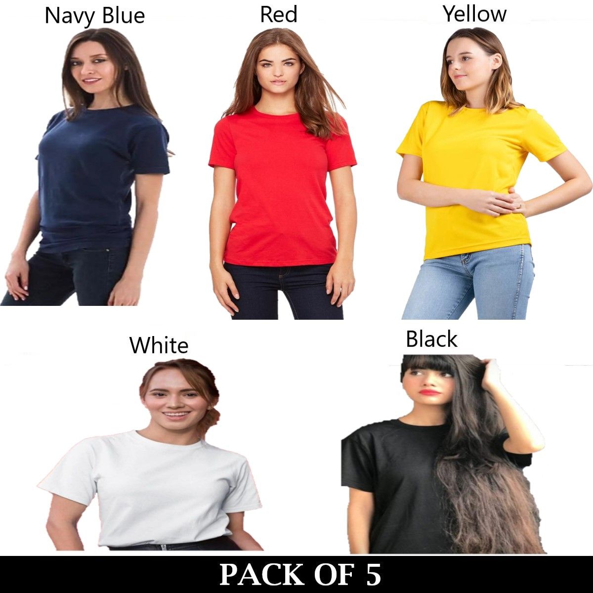 Pack Of 5 T-Shirts For Womens - Oshi.pk - Buy & Sell Online