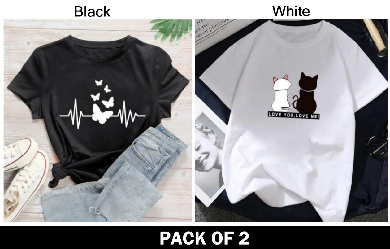 Pack Of 2 T-Shirts For Womens - Oshi.pk - Buy & Sell Online