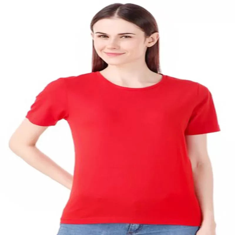 Pack of 1 - Best Quality Plain Short Sleeve Round Neck Basic T-shirt for Woman-Girls - Oshi.pk - Buy & Sell Online