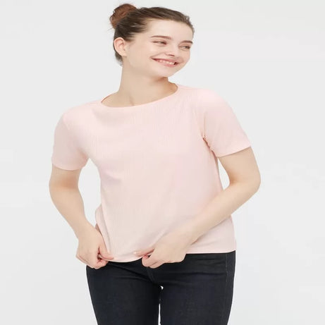 Pack of 1 - Best Quality Plain Short Sleeve Round Neck Basic T-shirt for Woman-Girls - Oshi.pk - Buy & Sell Online