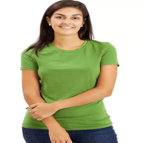 Pack of 1 - Best Quality Plain Short Sleeve Round Neck Basic T-shirt for Woman-Girls - Oshi.pk - Buy & Sell Online