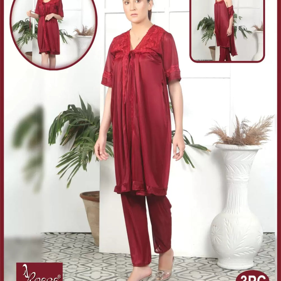 Pack of 1 - Silk Satin Nighty Suit For Women