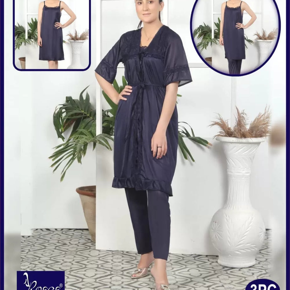 Pack of 1 - Silk Satin Nighty Suit For Women