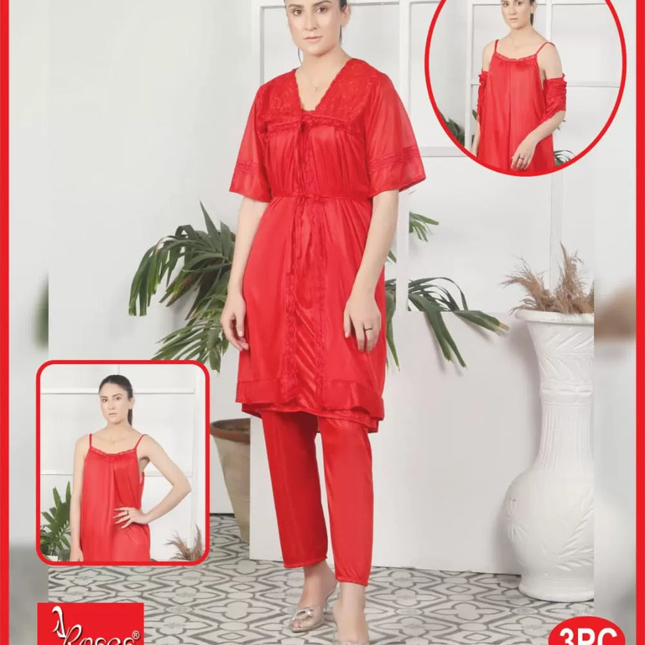 Pack of 1 - Silk Satin Nighty Suit For Women