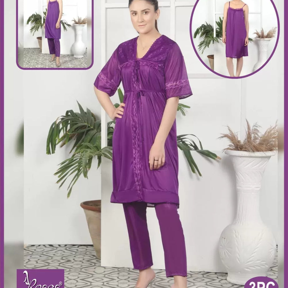 Pack of 1 - Silk Satin Nighty Suit For Women