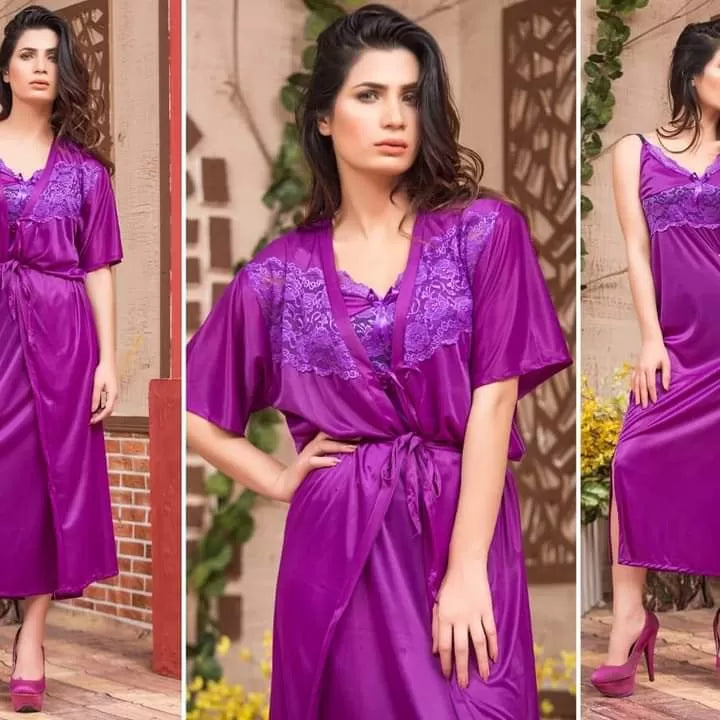 Pack of 1 - Silk Satin Nighty Shirt For Women/Girls