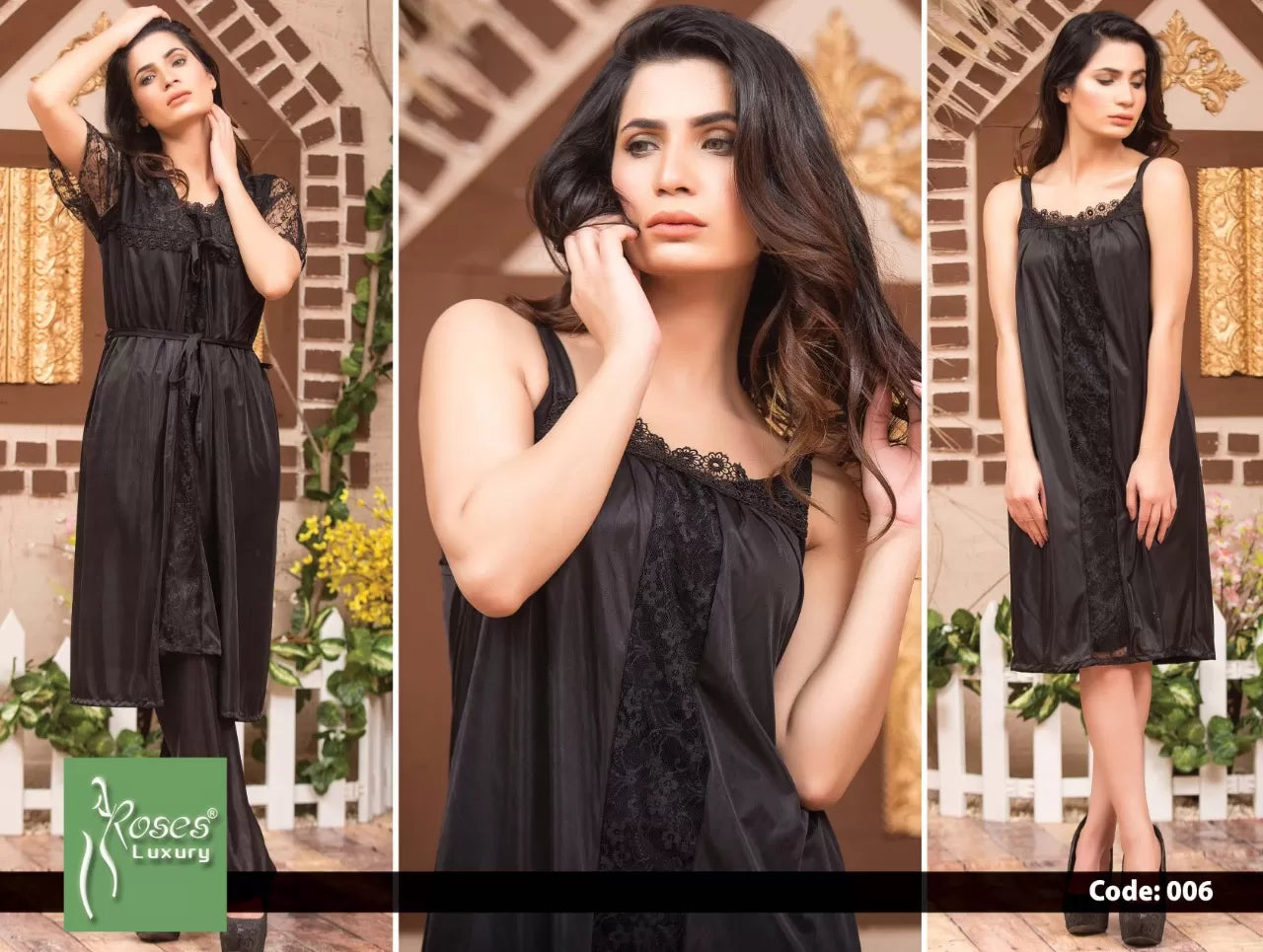 Pack of 1 - Silk Satin Nighty Suit For Women