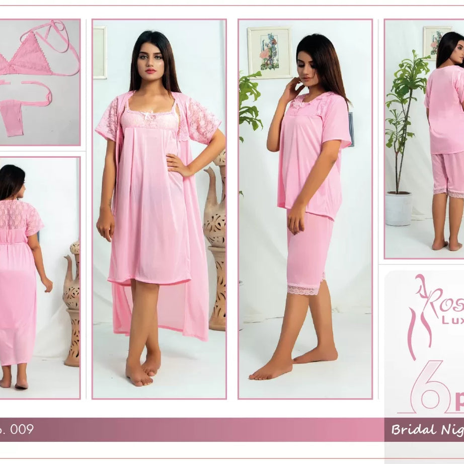 Pack of 1 - Silk Satin Nighty Suit For Women