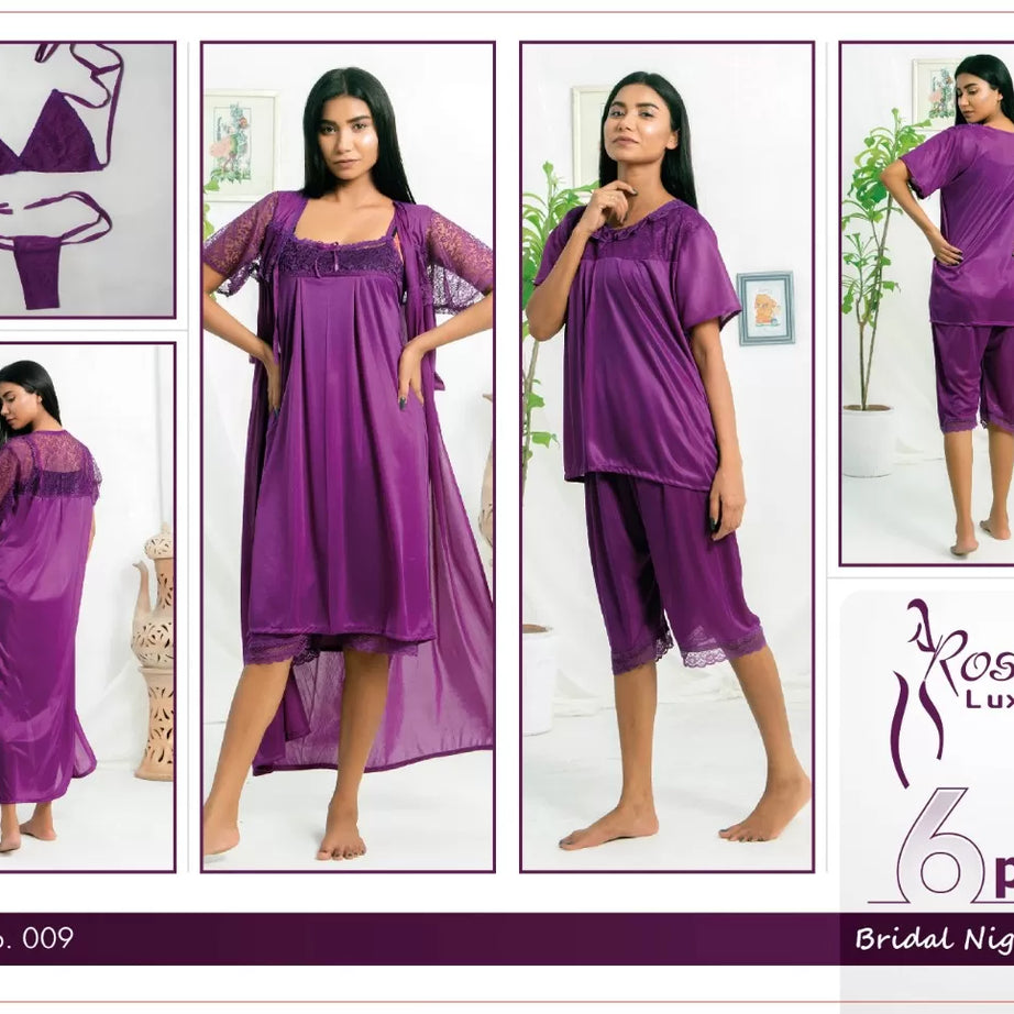 Pack of 1 - Silk Satin Nighty Suit For Women