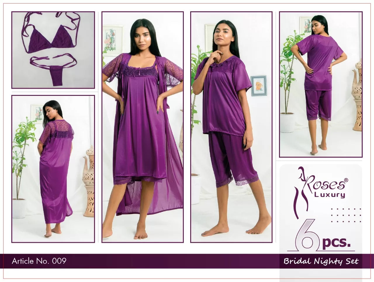 Pack of 1 - Silk Satin Nighty Suit For Women