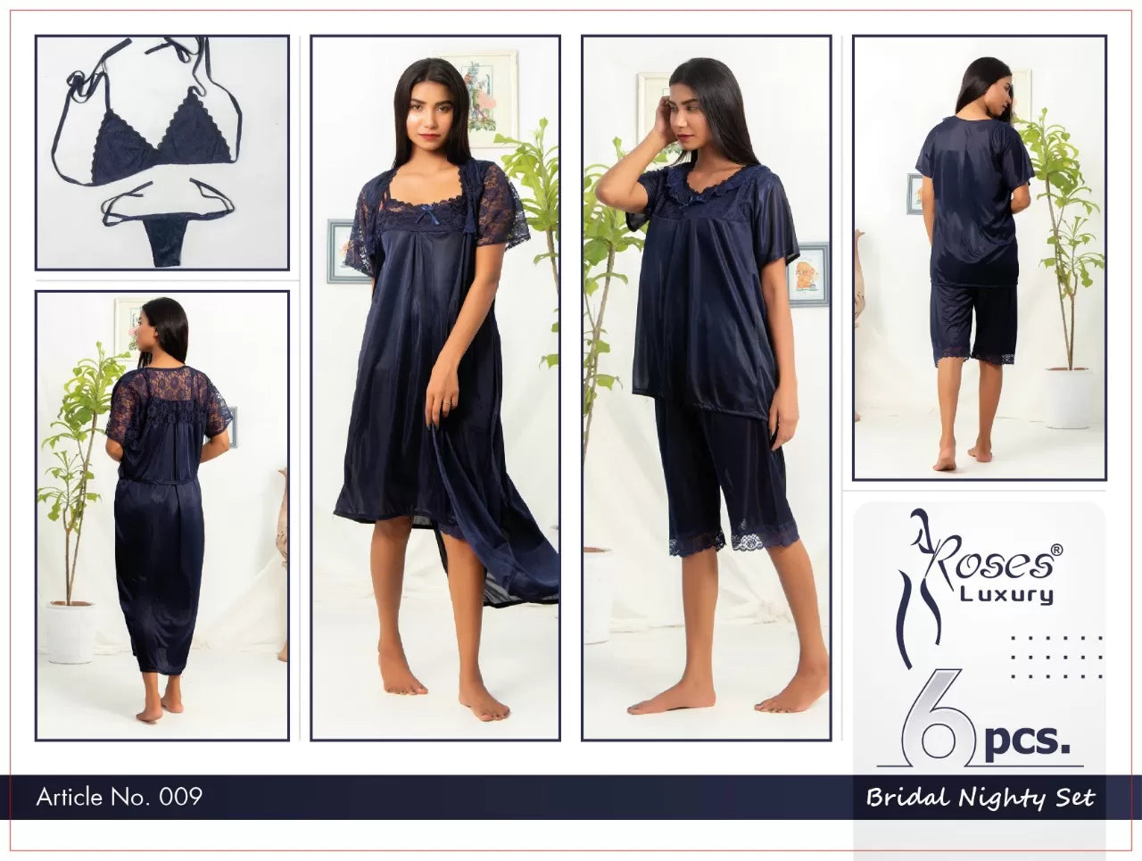 Pack of 1 - Silk Satin Nighty Suit For Women