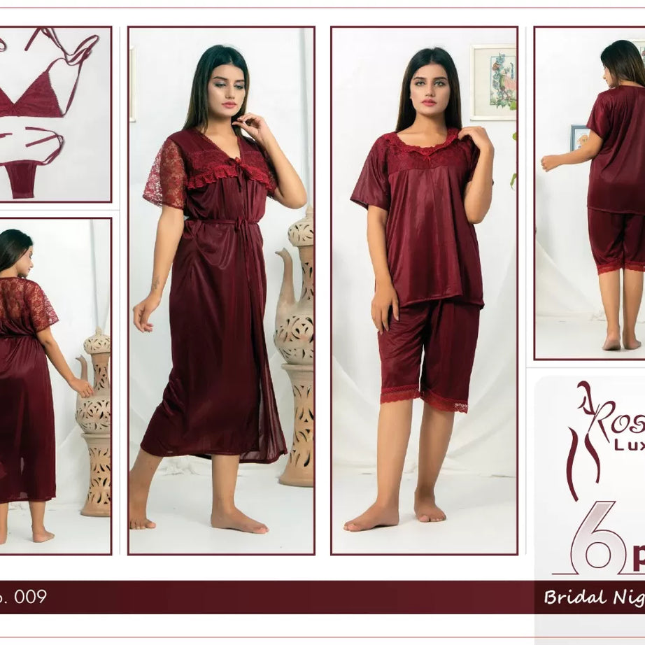 Pack of 1 - Silk Satin Nighty Suit For Women