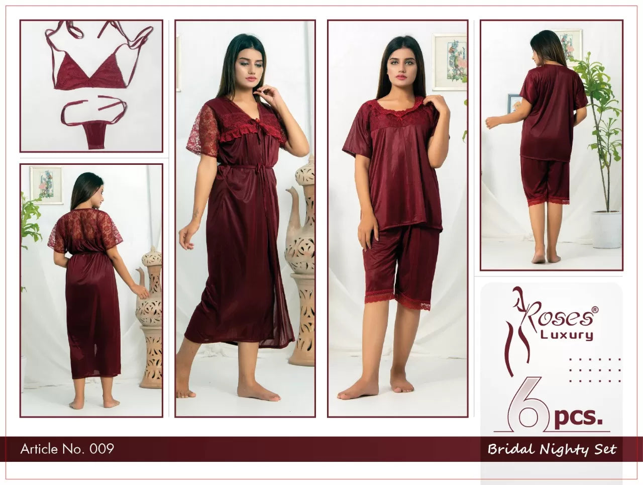 Pack of 1 - Silk Satin Nighty Suit For Women