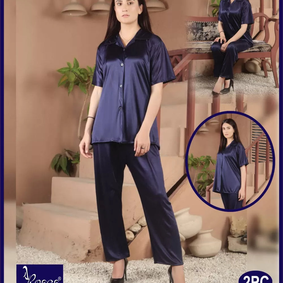 Pack of 1 - Silk Satin Nighty Suit For Women