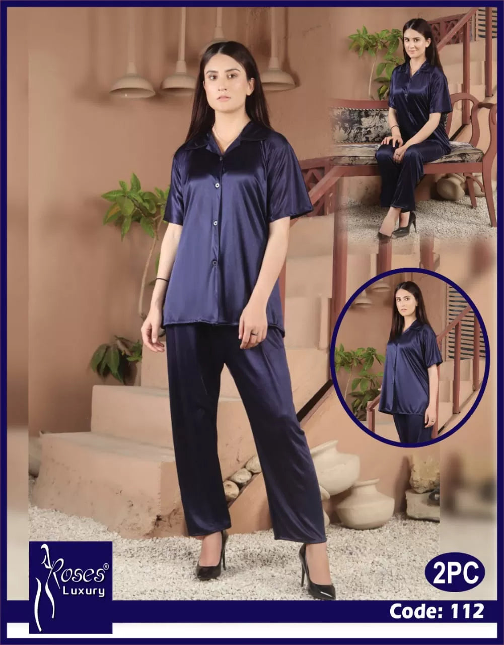 Pack of 1 - Silk Satin Nighty Suit For Women