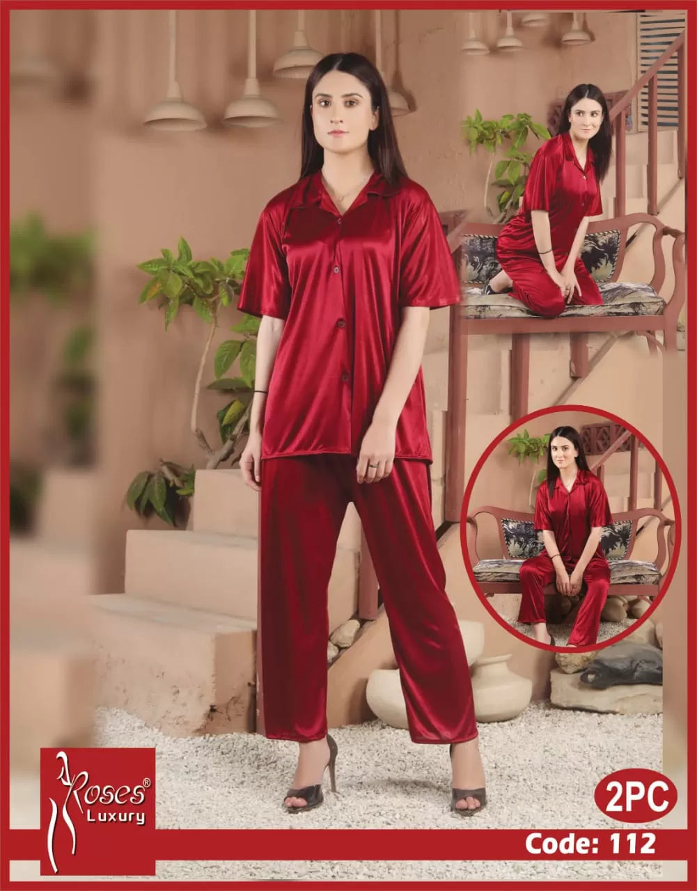 Pack of 1 - Silk Satin Nighty Suit For Women