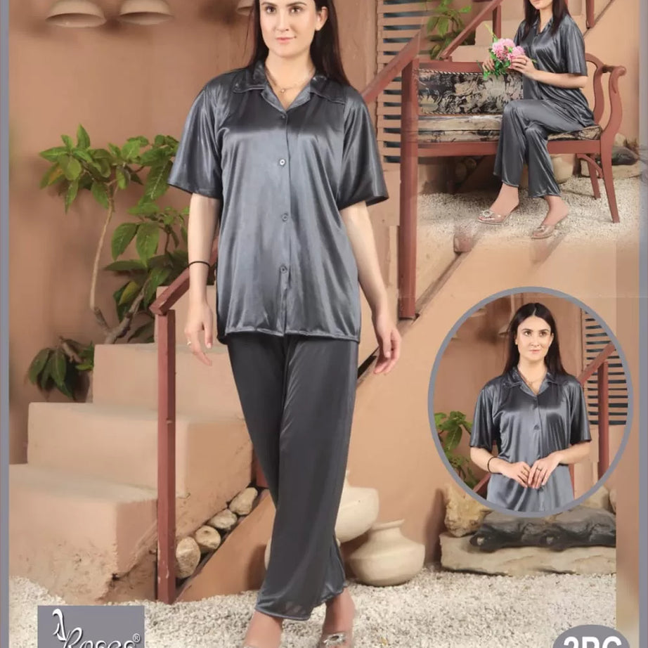 Pack of 1 - Silk Satin Nighty Suit For Women