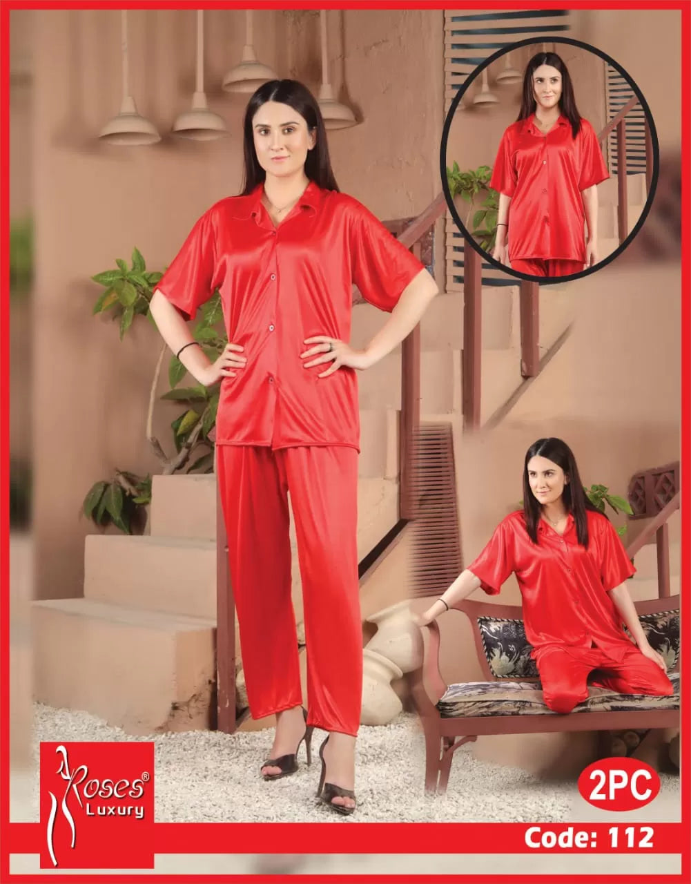 Pack of 1 - Silk Satin Nighty Suit For Women