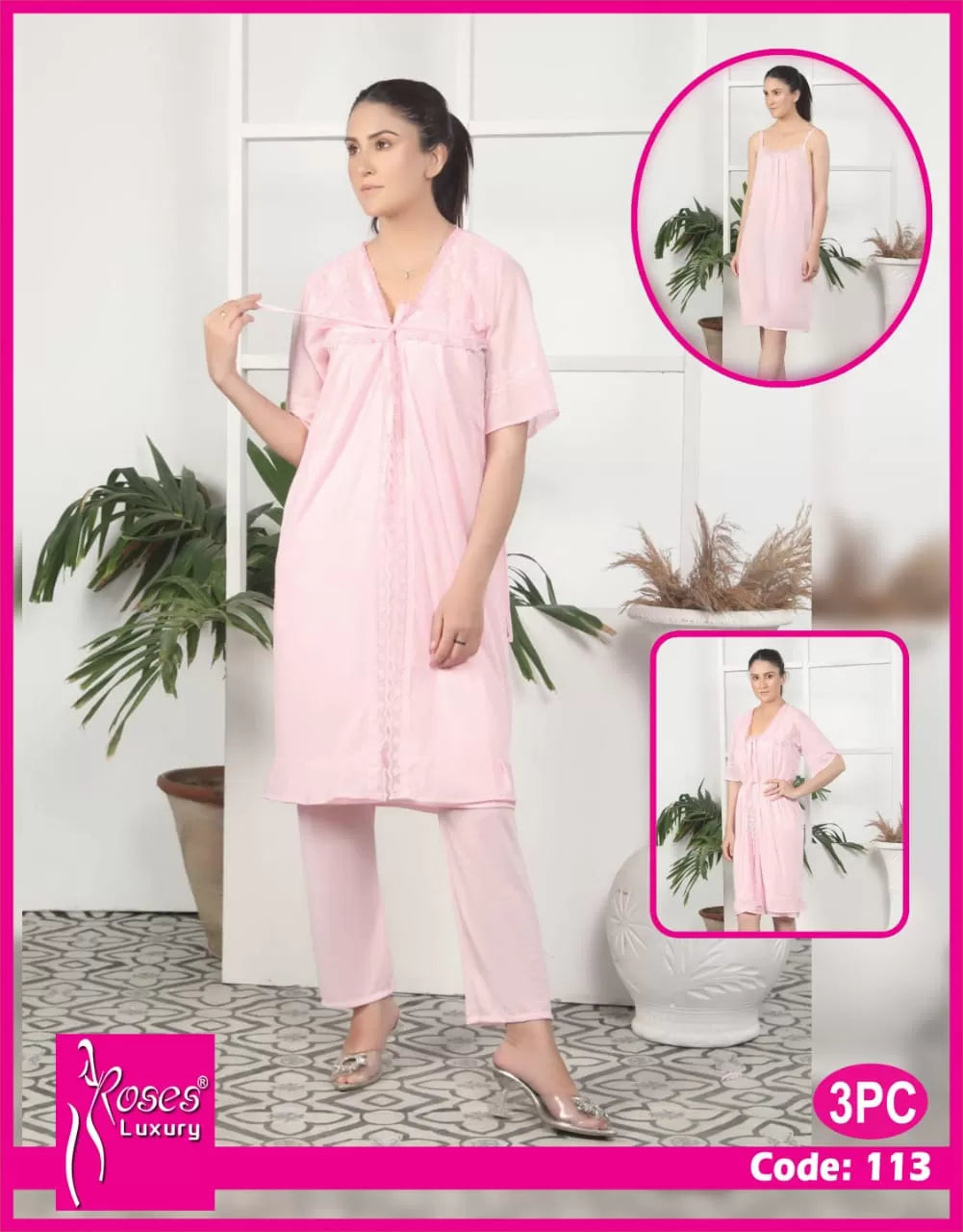 Pack of 1 - Silk Satin Nighty Suit For Women